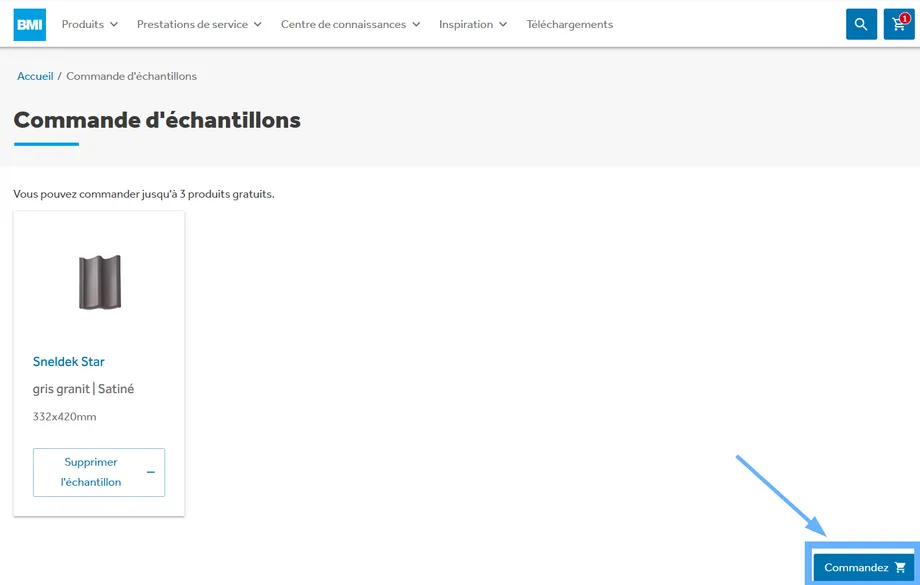 3. Vérifiez votre commande et confirmez-la en cliquant sur le bouton "Commandez".